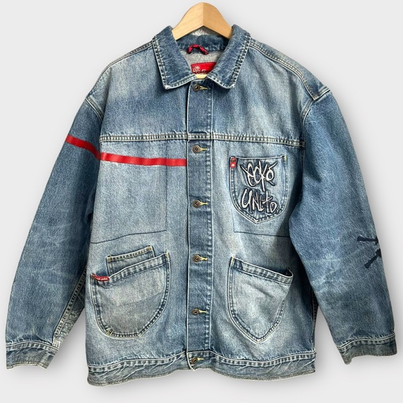 Ecko Unlimited Foundry Interloop Denim Jacket Rare Vintage Y2K  90s Hip Hop XL - Picture 3 of 11